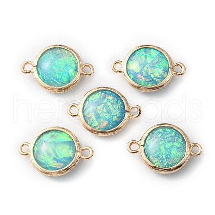 Resin Imitation Opal Connector Charms RESI-WH0021-55I-1
