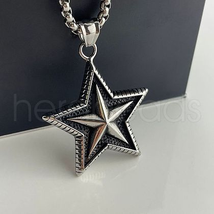 Stylish Stainless Steel Punk Star Unisex Pendant Necklace MI2754-1