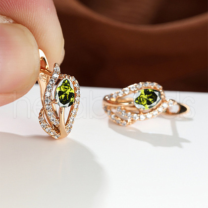 Brass Micro Pave Cubic Zirconia Hoop Earrings WG4C638-02-1