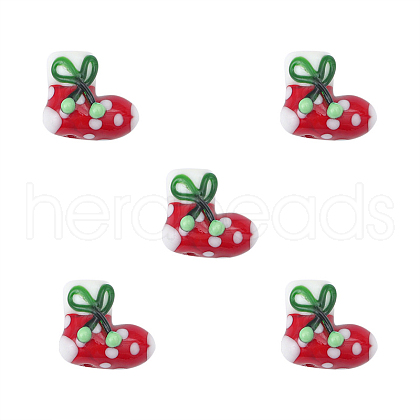 Christmas Themed Handmade Lampwork Beads XMAS-PW0001-201A-1