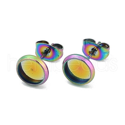 Flat Round 304 Stainless Steel Stud Earring Settings STAS-I323-4mm-RC-1
