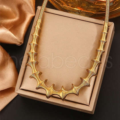304 Stainless Steel Irregular Twisted Chain Spiral Bib Necklaces for Women NJEW-B127-01G-04-1