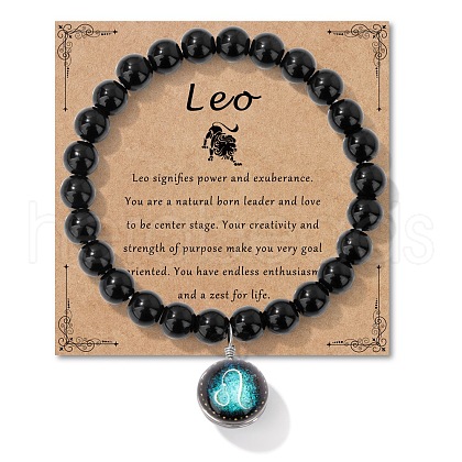 Birthstone Natural Black Obsidian Round Bead Stretch Bracelets QA9771-7-1