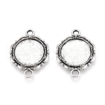 Tibetan Style Alloy Flower Connector Cabochon Settings PALLOY-N178-06AS-1