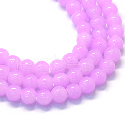 Baking Painted Imitation Jade Glass Round Bead Strands X-DGLA-Q021-6mm-23-1