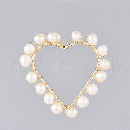 Natural Cultured Freshwater Pearl Pendants PALLOY-JF00400-1