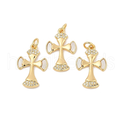 Brass Micro Pave Cubic Zirconia Pendants KK-U055-28G-1