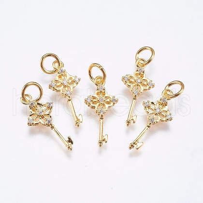 Brass Micro Pave Cubic Zirconia Pendants X-RB-I077-07G-RS-1