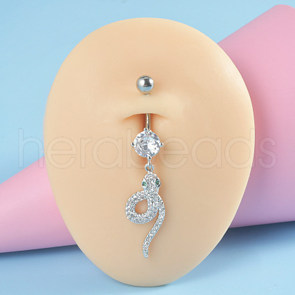 304 Stainless Steel Micro Pave Cubic Zirconia Belly Rings WG5C1DA-01-1