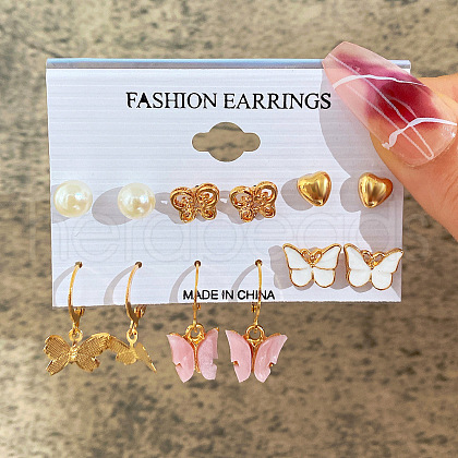 Alloy & Plastic Pearl Earring Sets WG17A46-23-1
