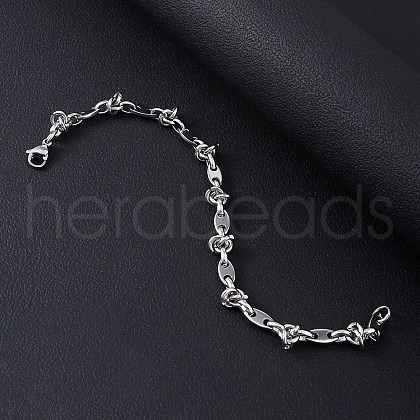 304 Stainless Steel Oval Link Bracelets for Men Women BJEW-V007-02P-1