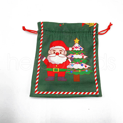 Christmas Printed Cloth Drawstring Bags XMAS-PW0001-235D-1