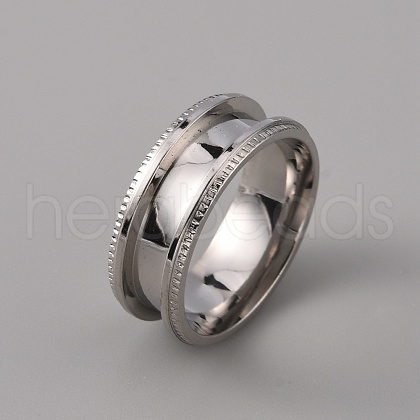 201 Stainless Steel Grooved Finger Ring Settings STAS-WH0027-26D-P-1