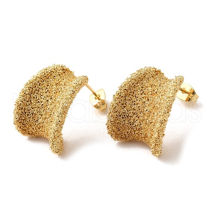 Real 18K Gold Plated Brass Stud Earrings EJEW-G382-10D-G-1