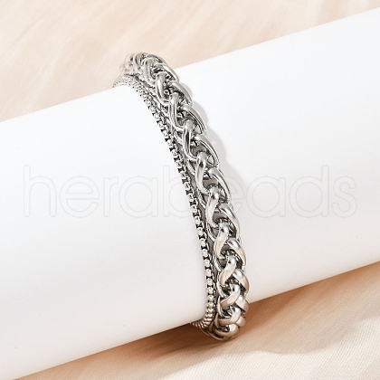 201 Stainless Steel Cuba Style Chian Bracelet for Men BJEW-B138-06P-04-1
