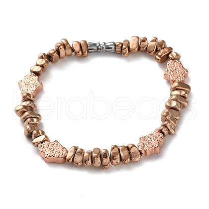 Electroplated Non-magnetic Hematite Chips Stretch Bracelets for Men Women BJEW-G728-04-1