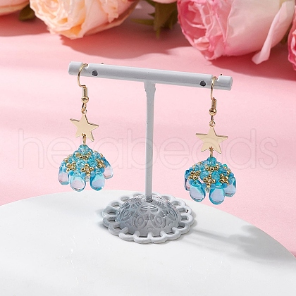 Star Glass Seed Beads Dangle Earrings EJEW-MZ00428-01-1