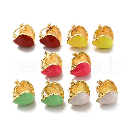 Enamel Heart Hoop Earrings EJEW-C054-02G-1