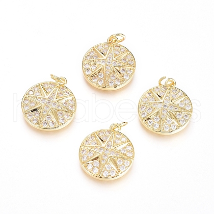 Brass Micro Pave Cubic Zirconia Pendants X-ZIRC-G166-27G-1