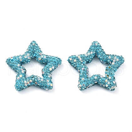 Star Shape Polymer Clay Rhinestone Beads CLAY-NH0001-06K-1