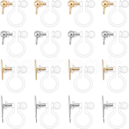 Unicraftale 32Pcs 4 Style 304 Stainless Steel & Plastic Clip-on Earring Findings STAS-UN0037-98-1