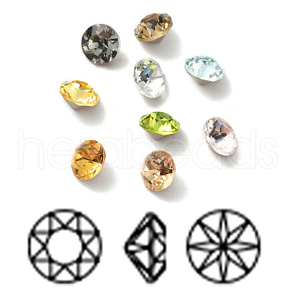 Faceted K9 Glass Rhinestone Cabochons GGLA-R402-08A-1