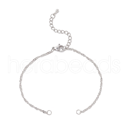 304 Stainless Steel Singapore Chain Bracelet Making AJEW-JB01345-01-1