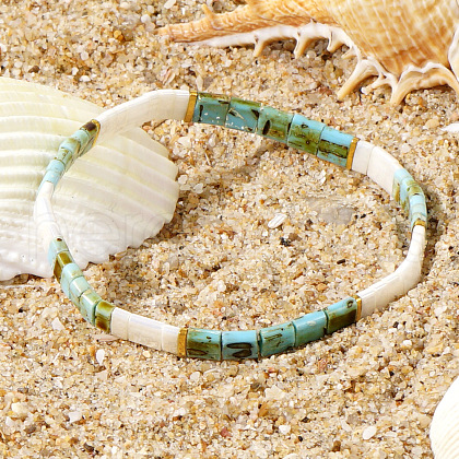 Ethnic Style Japanese Tila Glass Seed Beads Stretch Bracelets for Women MU4713-1
