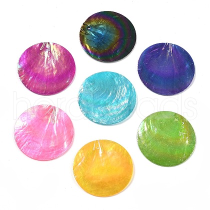 Spray Painted Natural Capiz Shell Pendants X-SSHEL-Z002-01-1