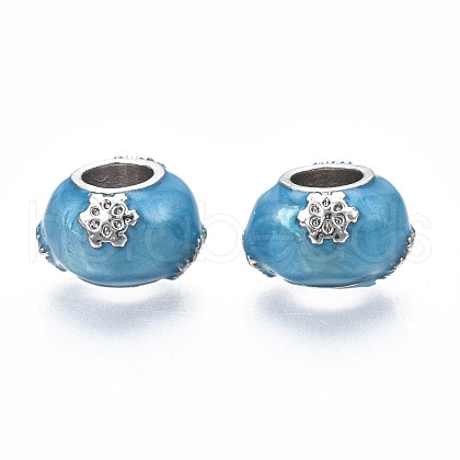 Rack Plating Alloy Enamel European Beads MPDL-N039-087-1