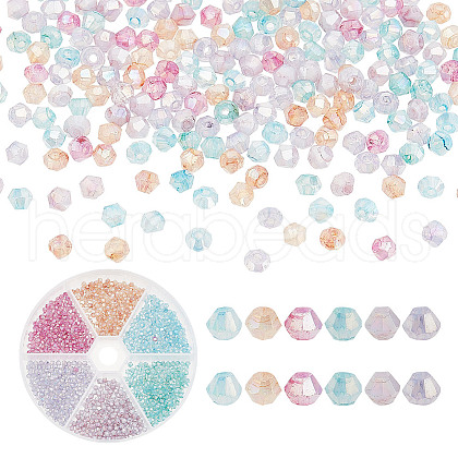 ARRICRAFT 1200Pcs 6 Colors Baking Painted Transparent Glass Beads Strands DGLA-AR0001-13-1