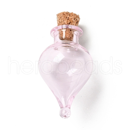 Teardrop Glass Cork Bottles Ornament AJEW-A039-01J-1