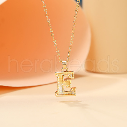 Alloy Textured Initial Pendant Necklaces FS-WG9837C-05-1