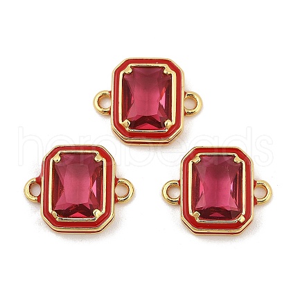 Brass Pave Glass Rectangle Connector Charms KK-Q043-09G-B-1-1