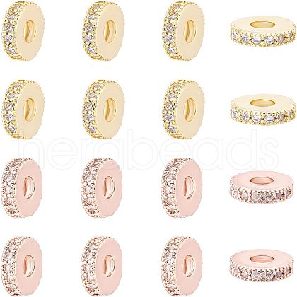 Brass Micro Pave Cubic Zirconia Bead Spacers ZIRC-NB0001-38-1
