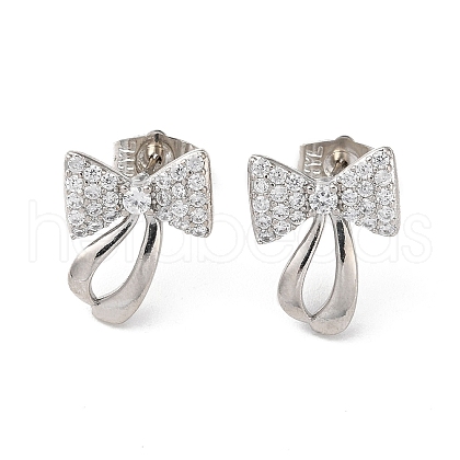Brass Rhinestone Stud Earrings with Glass EJEW-Z021-25P-1