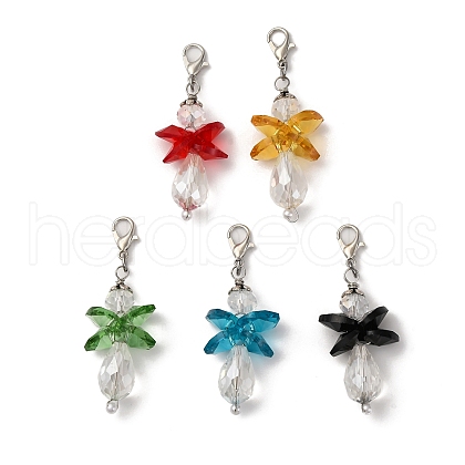 Angel Glass Pendant Decorations HJEW-JM03468-1