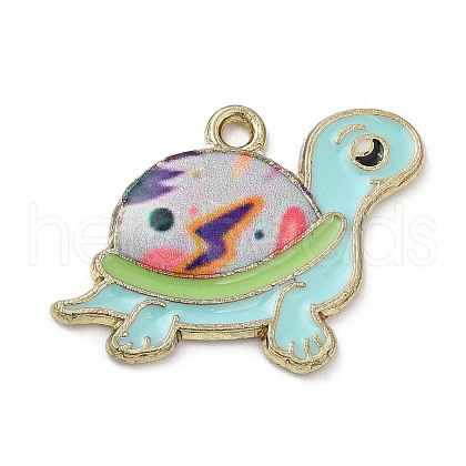 Light Gold Plated Alloy Enamel Pendants ENAM-L041-05A-1