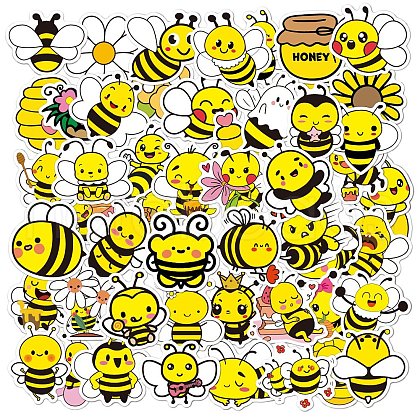 50Pcs PVC Self-Adhesive Cartoon Bees Stickers WG32298-01-1