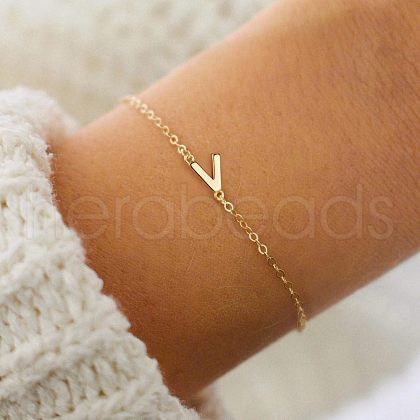 Simple Style Alloy Letter Link Bracelets WG5F19A-20-1