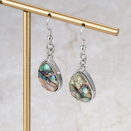 Elegant Brass Shell Teardrop Dangle Earrings DK3266-1