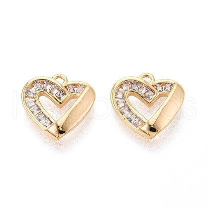 Brass Micro Pave Cubic Zirconia Charms KK-N263-54G-1