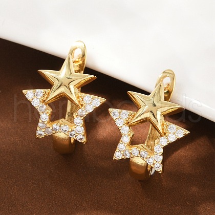 Brass Micro Pave Clear Cubic Zirconia Clip-on Earrings EJEW-F895-22A-G-1