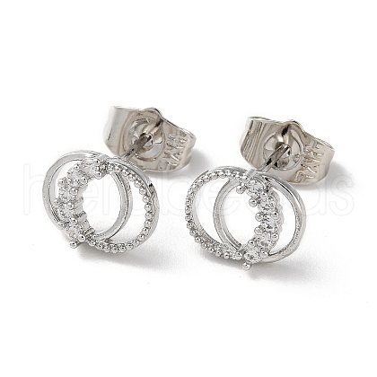 Brass Rhinestone Stud Earrings EJEW-Z021-51P-1