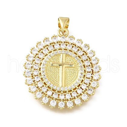 Brass Micro Pave Cubic Zirconia Pendants KK-Q066-25G-1