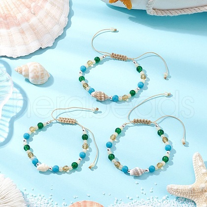 Glass Beads Braided Bead Bracelets for Women BJEW-JB11525-1
