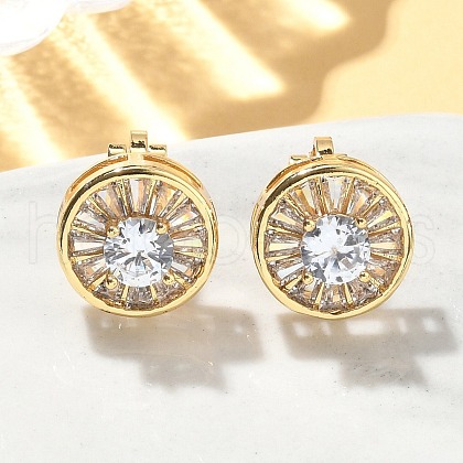 Brass Micro Pave Clear Cubic Zirconia Clip-on Earrings EJEW-A132-02A-G-1