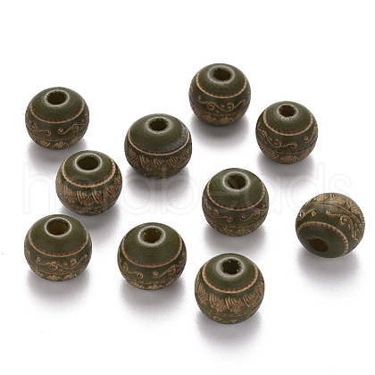 Painted Natural Wood Beads WOOD-N006-02A-11-1