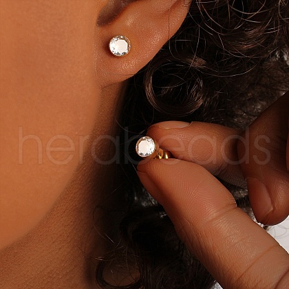 304 Stainless Steel Clear Cubic Zirconia Stud Earrings EJEW-Q044-07G-1