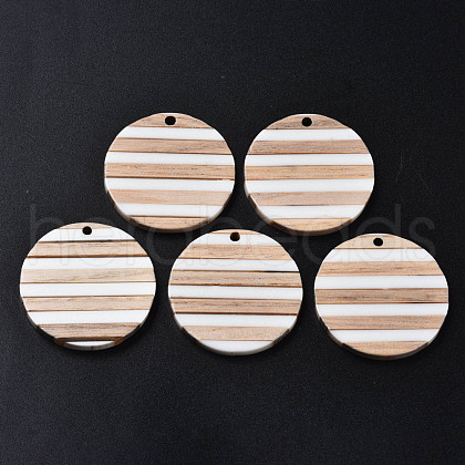 Stripe Resin & Wood Pendants RESI-N025-017A-B01-1